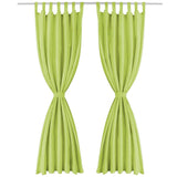 Vidaxl Micro-Satin Curtains with loops 140x175 cm green 2 sts