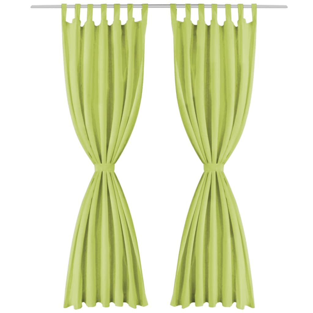 Vidaxl Micro-Satin Curtains with loops 140x245 cm green 2 sts