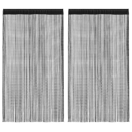 Rideaux de fil vidaxl 2 pcs 100x250 cm noir