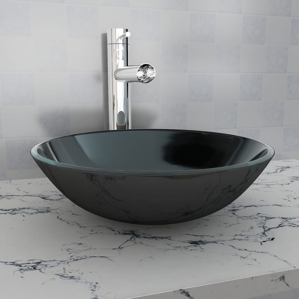 Hartowane szkło Vidaxl Washbasin 42 cm czarne