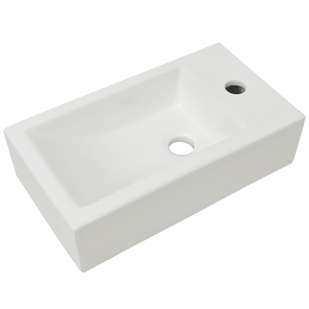 Vidaxl WashBasin z žerjavovo luknjo pravokotno belo 46x25,5x12 cm keramika