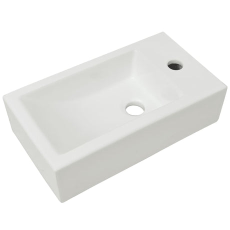 Vidaxl Washingin avec trou de grue blanc rectangulaire 46x25.5x12 cm céramique