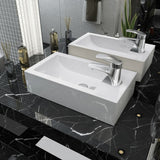 Vidaxl Washingin avec trou de grue blanc rectangulaire 46x25.5x12 cm céramique