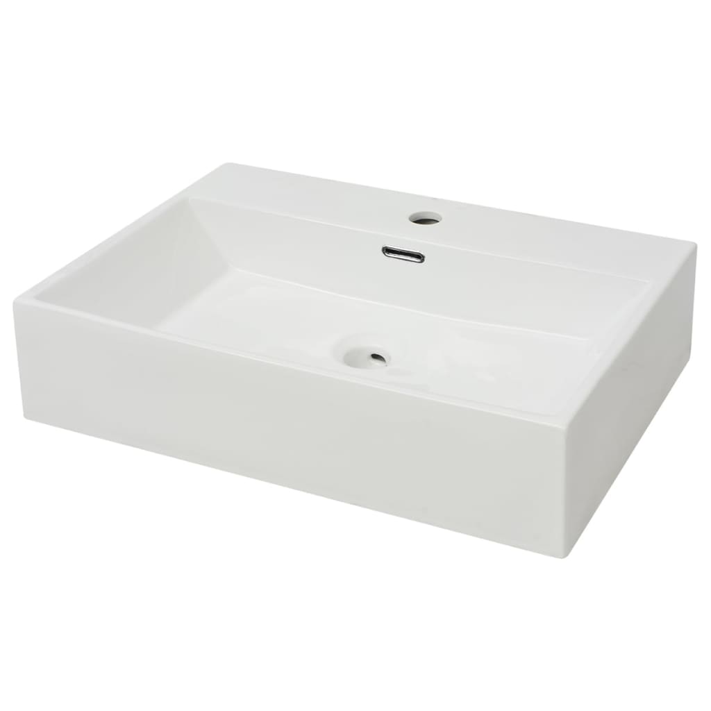 VidaXL Washbasin with taphole White 60.5x42.5x14.5 cm ceramics