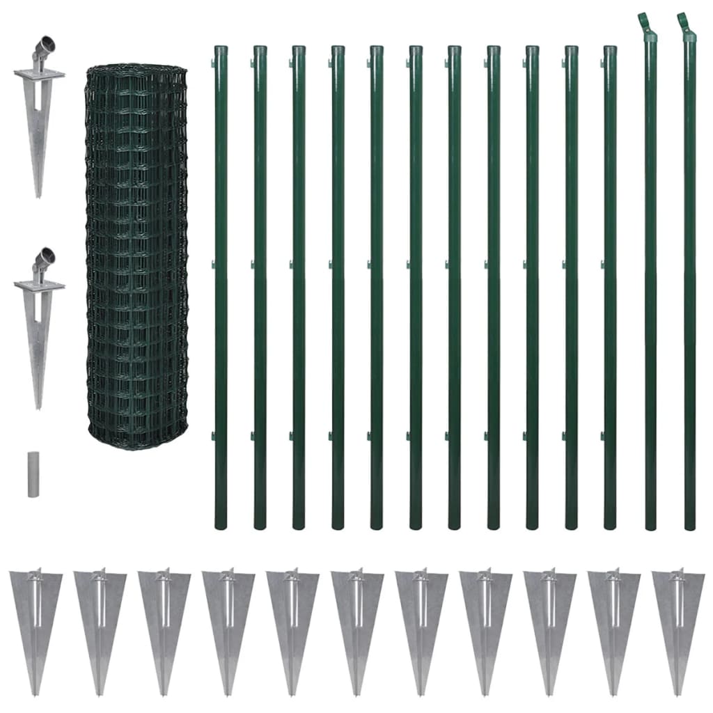 Vidaxl Eurohek 25x1,5 m in acciaio verde