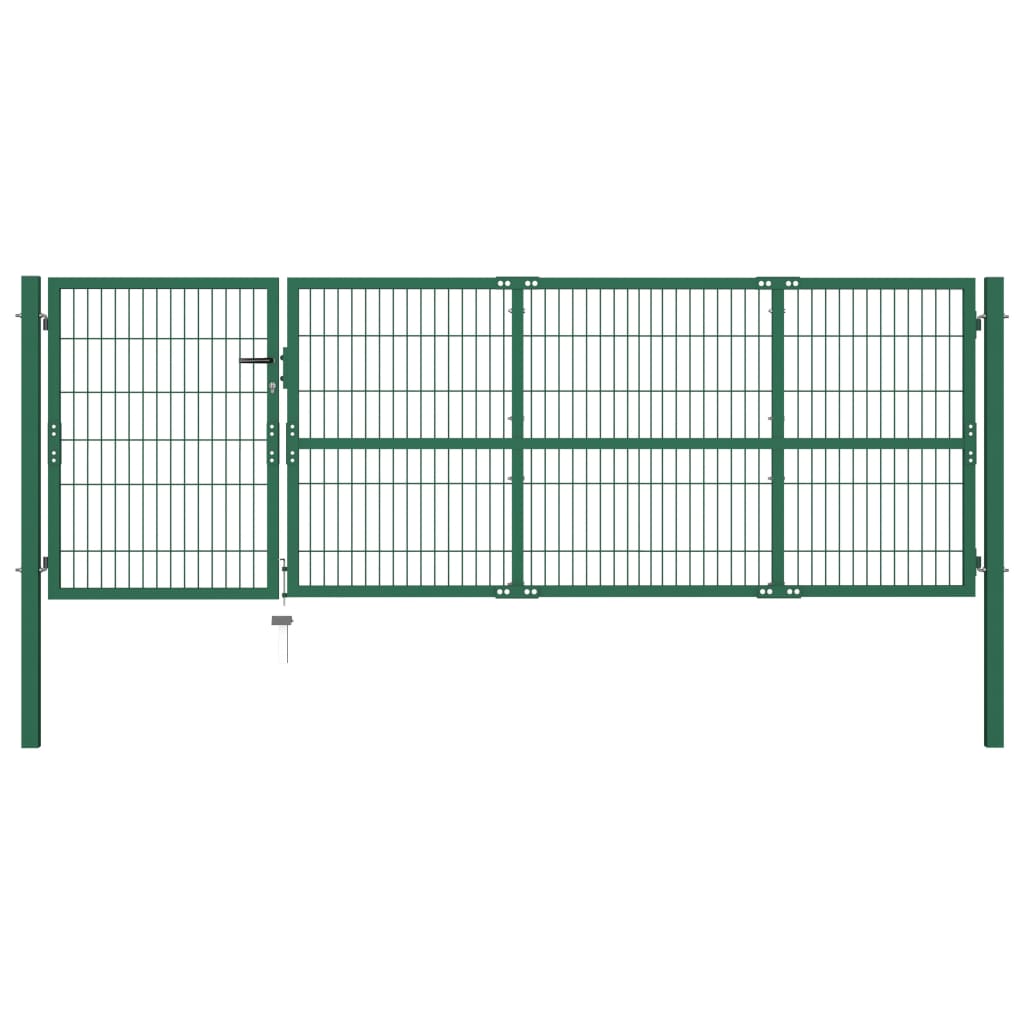 Vidaxl port with posts 350x100 cm steel green