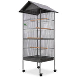 Vidaxl Bird Cage avec toit en acier noir 66x66x155 cm