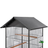 Vidaxl Bird Cage avec toit en acier noir 66x66x155 cm