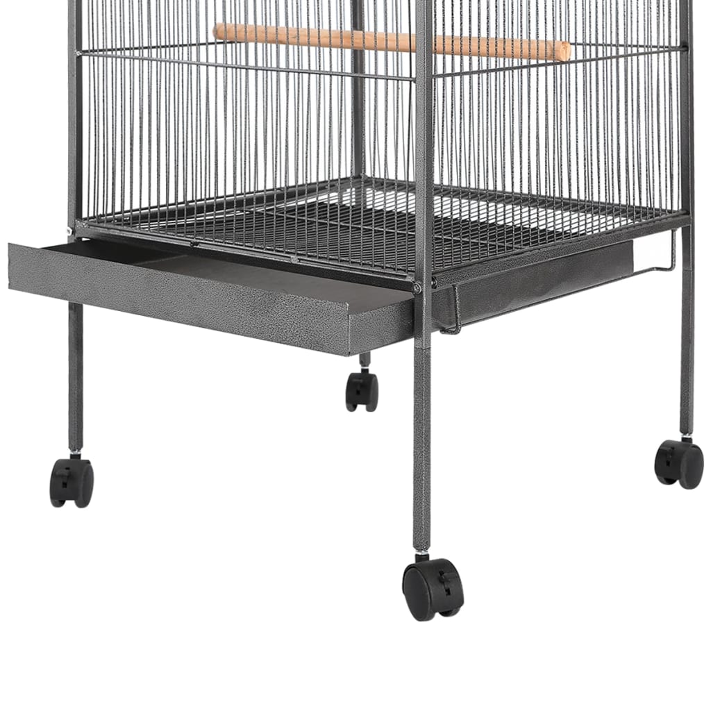 Vidaxl Bird Cage avec toit en acier noir 66x66x155 cm