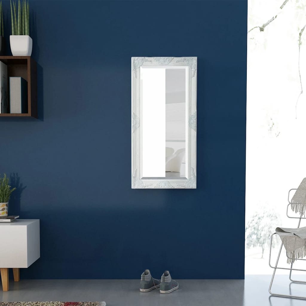 Miroir mural vidaxl baroque 100 x 50 cm blanc