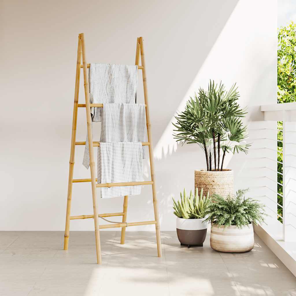 Échelle de serviette double vidaxl avec 5 étapes de bambou 50x160 cm