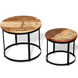 Vidaxl 2-delige salontafelset rond 40 50 cm massief gerecycled hout
