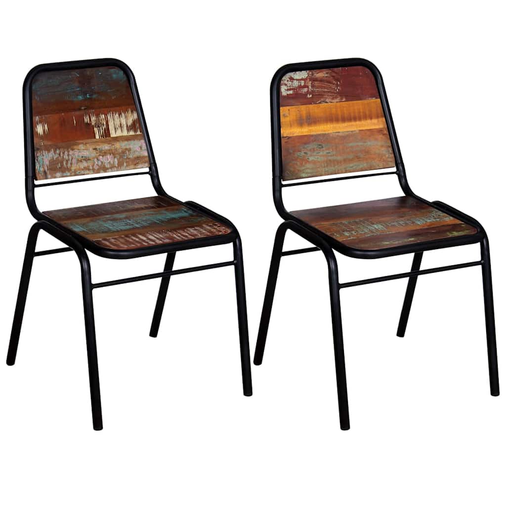 Vidaxl eetkamerstoelen 2 st massief gerecycled hout