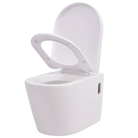 Vidaxl Toilet suspendu en céramique blanc