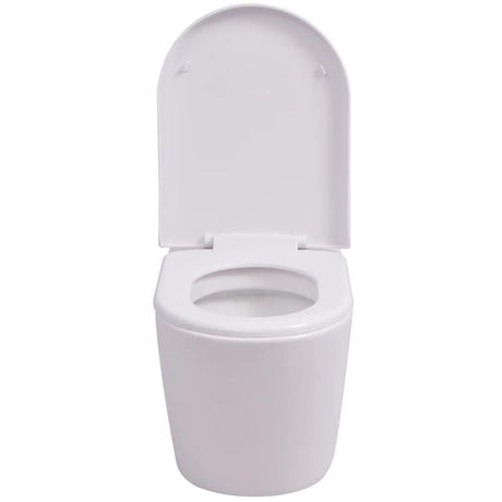 Vidaxl Toilet suspendu en céramique blanc