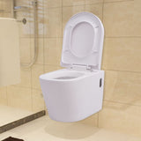 Vidaxl Toilet suspendu en céramique blanc