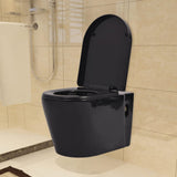 Vidaxl suspendu aux toilettes en céramique noir