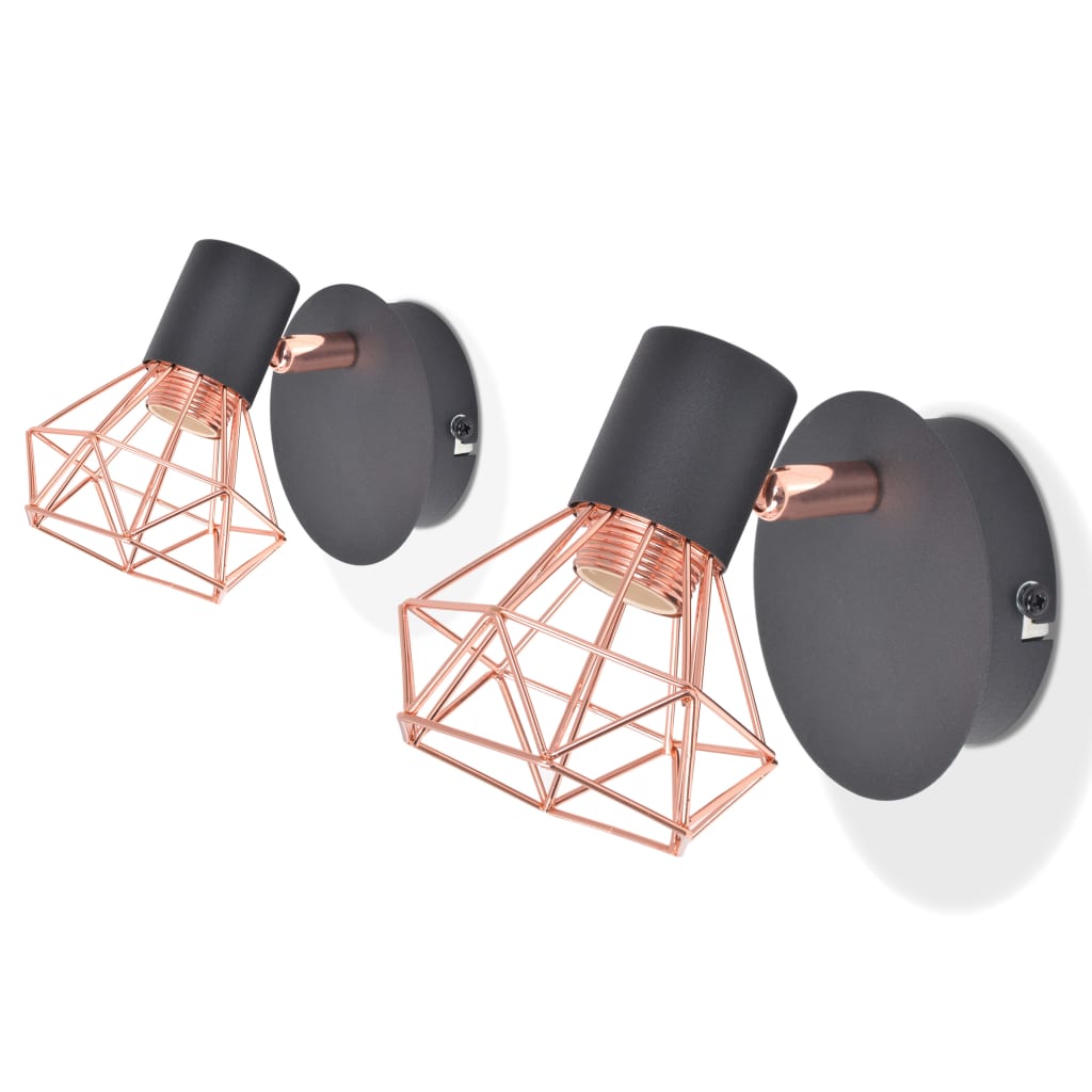 Vidaxl Wall lamp E14 Black and Copper 2 sts