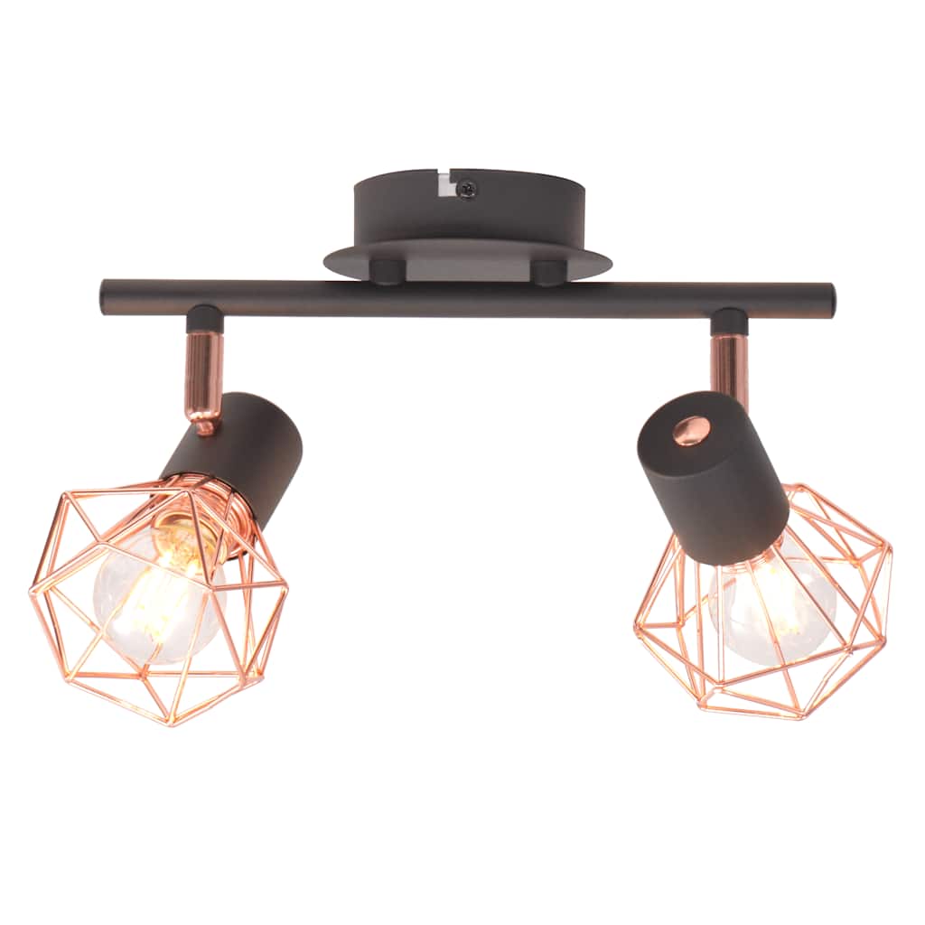 Vidaxl plafond avec 2 projecteurs E14 noir et cuivre