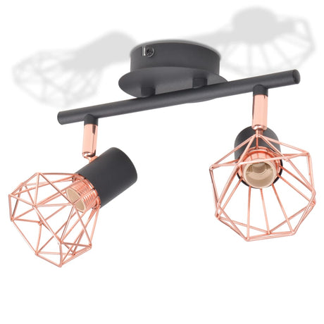 Vidaxl plafond avec 2 projecteurs E14 noir et cuivre
