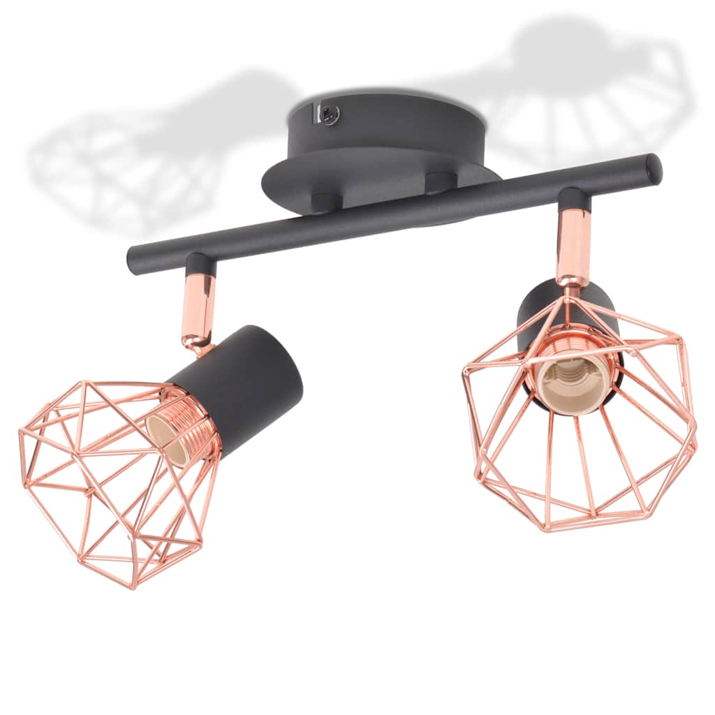 Vidaxl plafond avec 2 projecteurs E14 noir et cuivre
