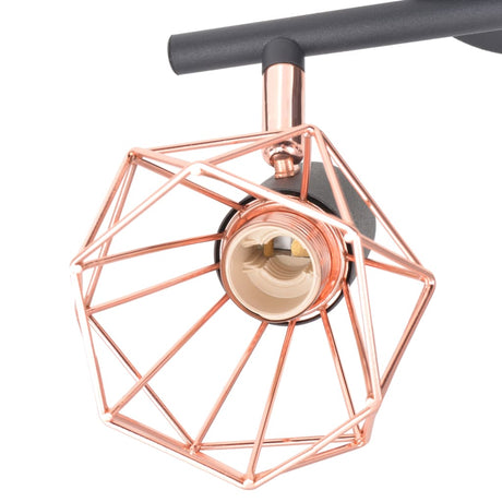 Vidaxl plafond avec 2 projecteurs E14 noir et cuivre