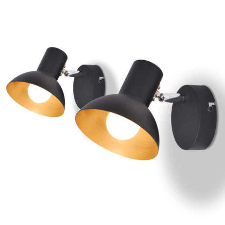 Lampes murales vidaxl pour 2 poires E27 noir et or 2 sts