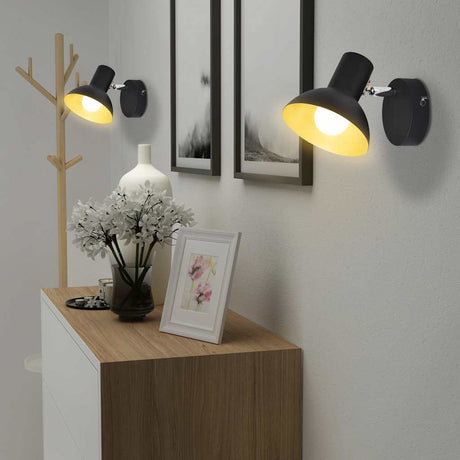 Lampes murales vidaxl pour 2 poires E27 noir et or 2 sts