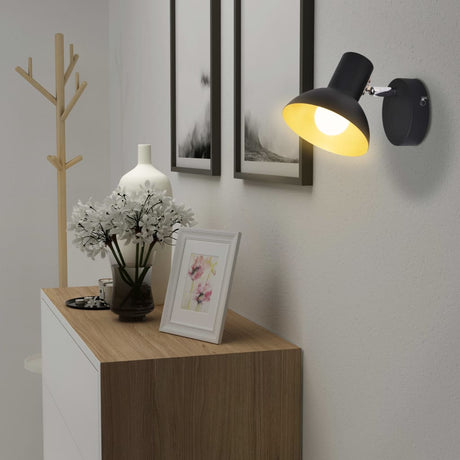 Lampes murales vidaxl pour 2 poires E27 noir et or 2 sts