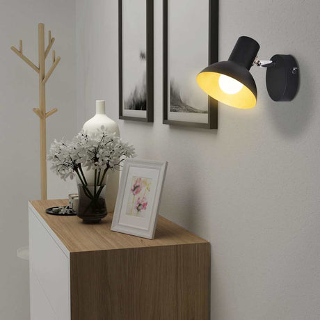 Lampes murales vidaxl pour 2 poires E27 noir et or 2 sts