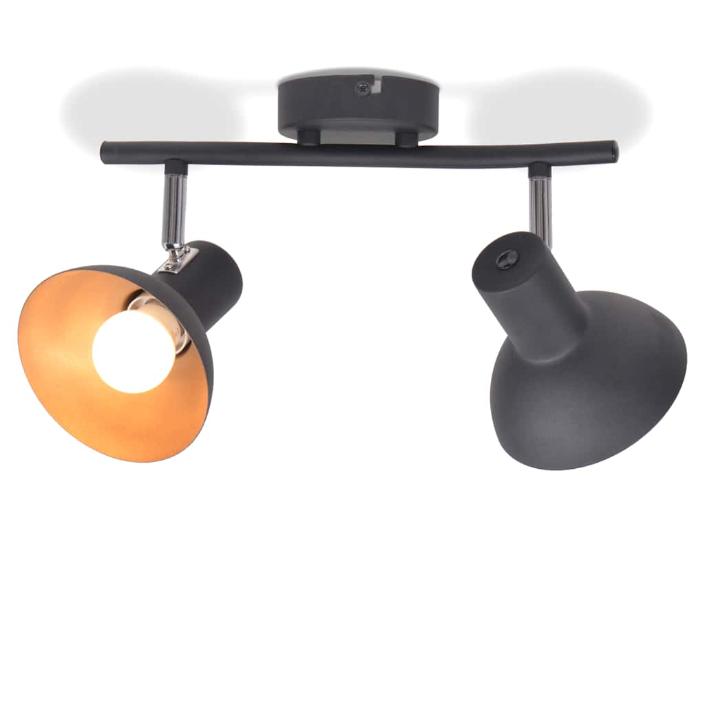 Vidaxl Plafond lampe pour 2 poires E27 noir et doré