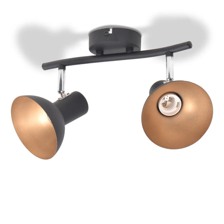 Vidaxl Plafond lampe pour 2 poires E27 noir et doré