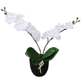 Vidaxl Orquídea de planta artificial con maceta de 30 cm de blanco