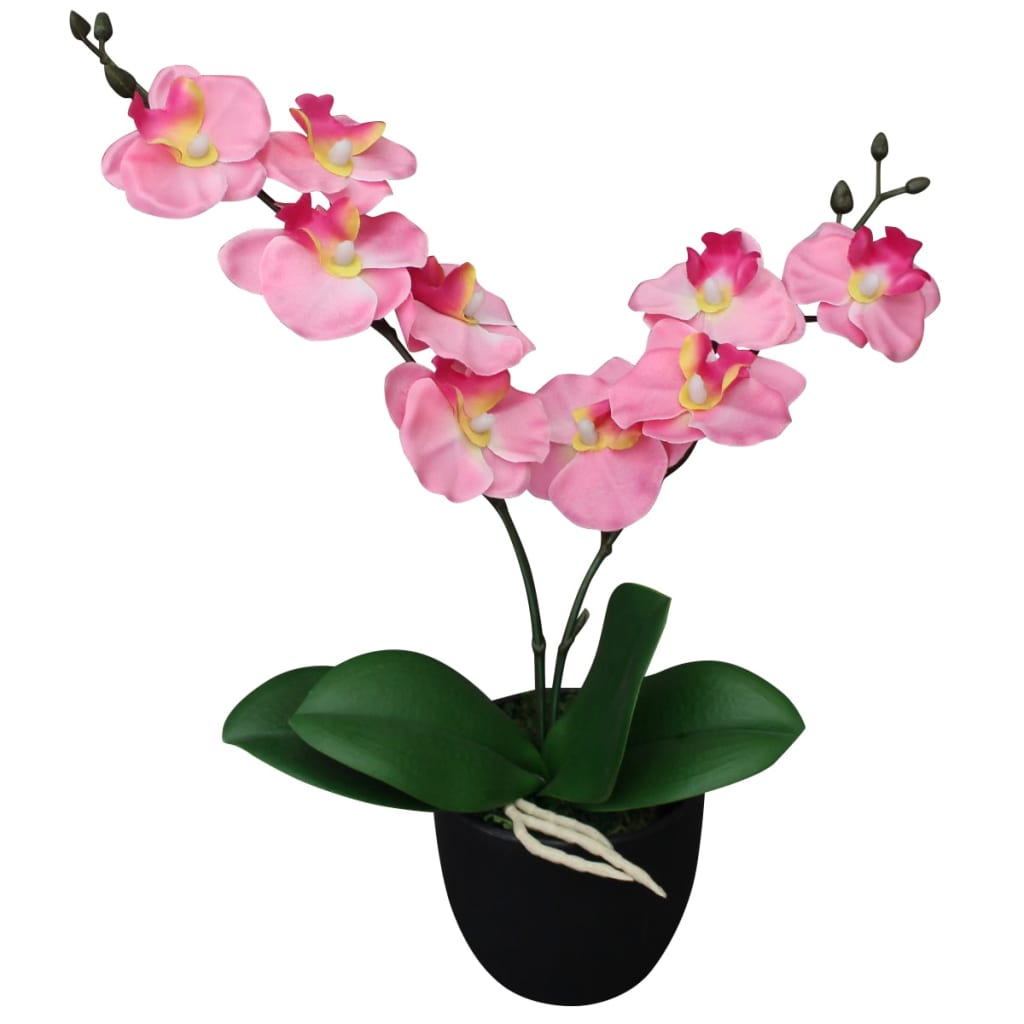 Vidaxl Artificial Plant Orchid med pot 30 cm lyserød