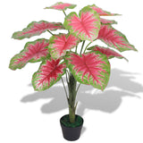 Vidaxl kunstig plante caladium med potte 85 cm grønn og rød