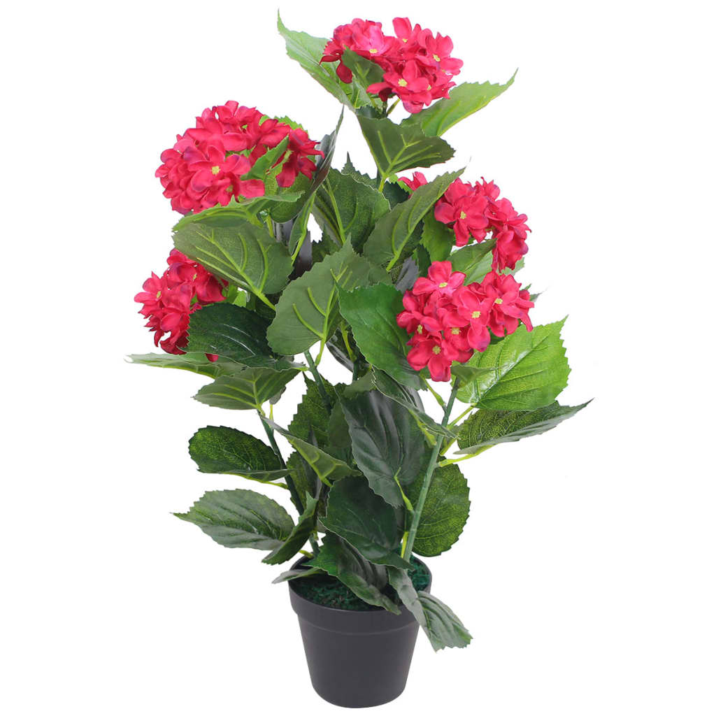 Vidaxl Art Hortensia Plant z garnkiem 60 cm czerwony