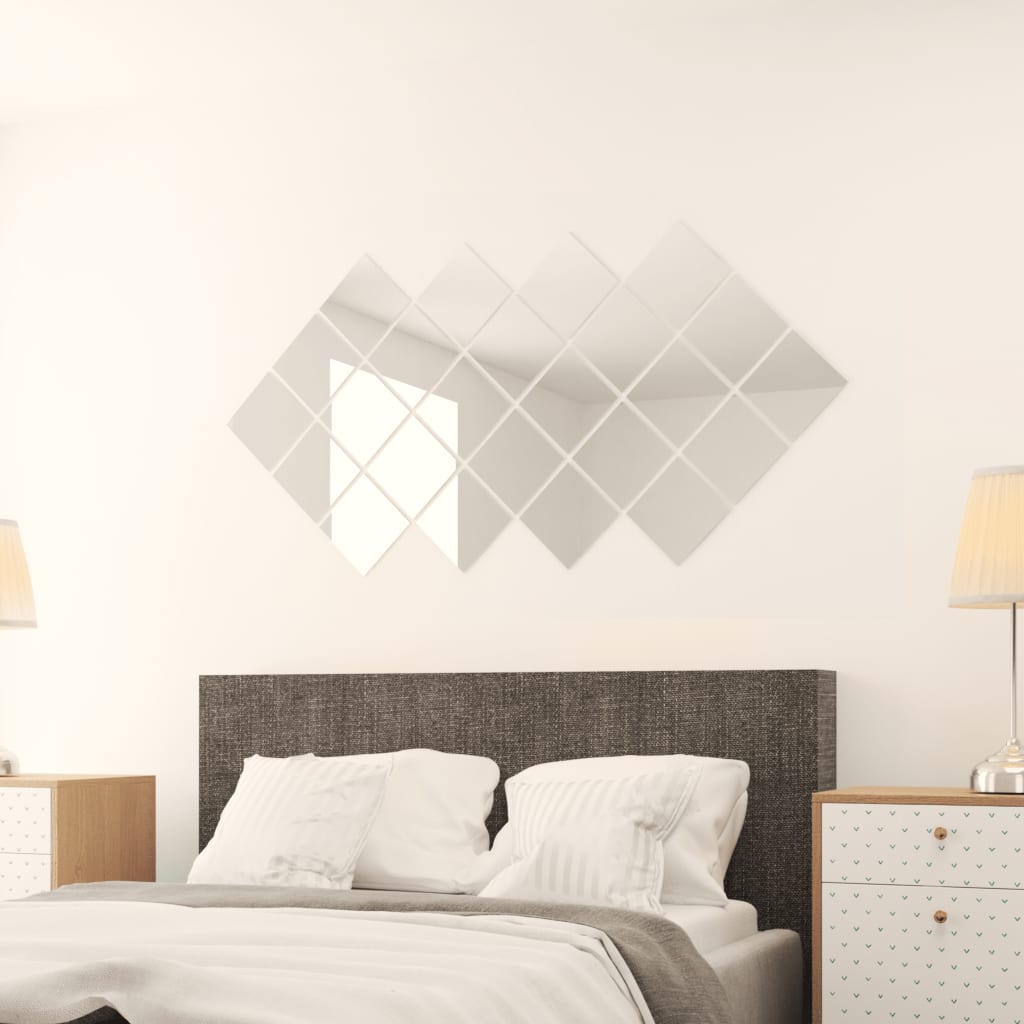 Vidaxl 24 st miroir carreaux de verre carré