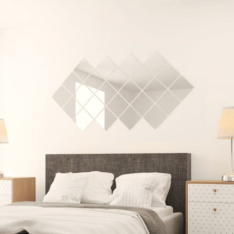 Vidaxl 24 st miroir carreaux de verre carré