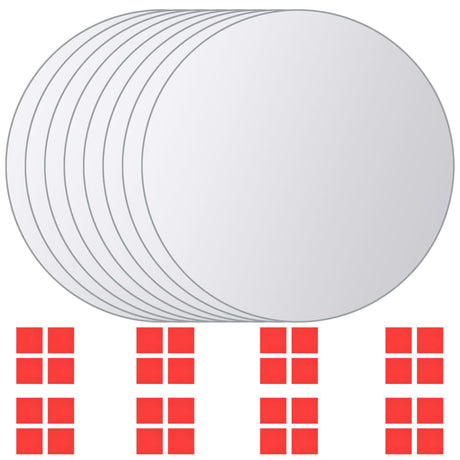 Vidaxl 8 st miroir carreaux de verre rond