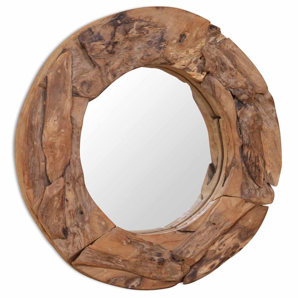 Vidaxx miroir décoratif rond 60 cm bois de teck