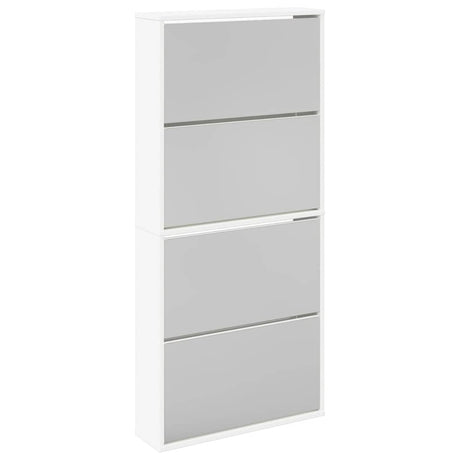Armoire à chaussures Vidaxl avec 4 miroirs 63x17x134 cm blanc