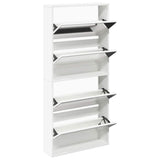 Armoire à chaussures Vidaxl avec 4 miroirs 63x17x134 cm blanc