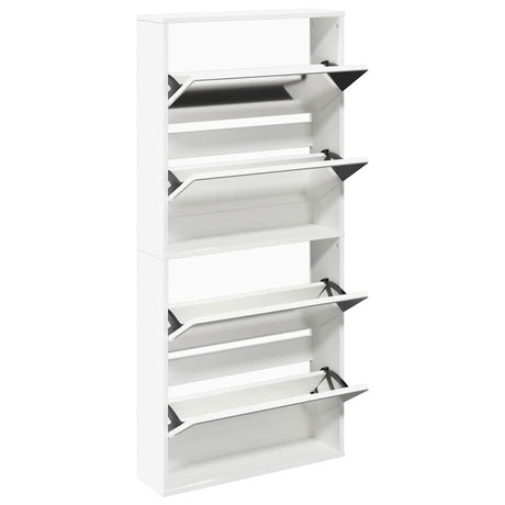 Armoire à chaussures Vidaxl avec 4 miroirs 63x17x134 cm blanc