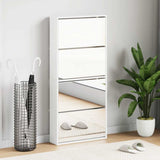 Armoire à chaussures Vidaxl avec 4 miroirs 63x17x134 cm blanc
