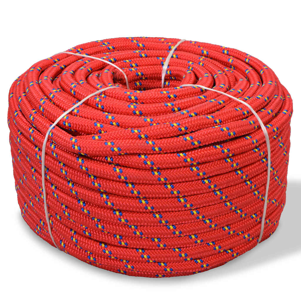 Corde à démarrage Vidaxl 12 mm 50 m de polypropylène rouge