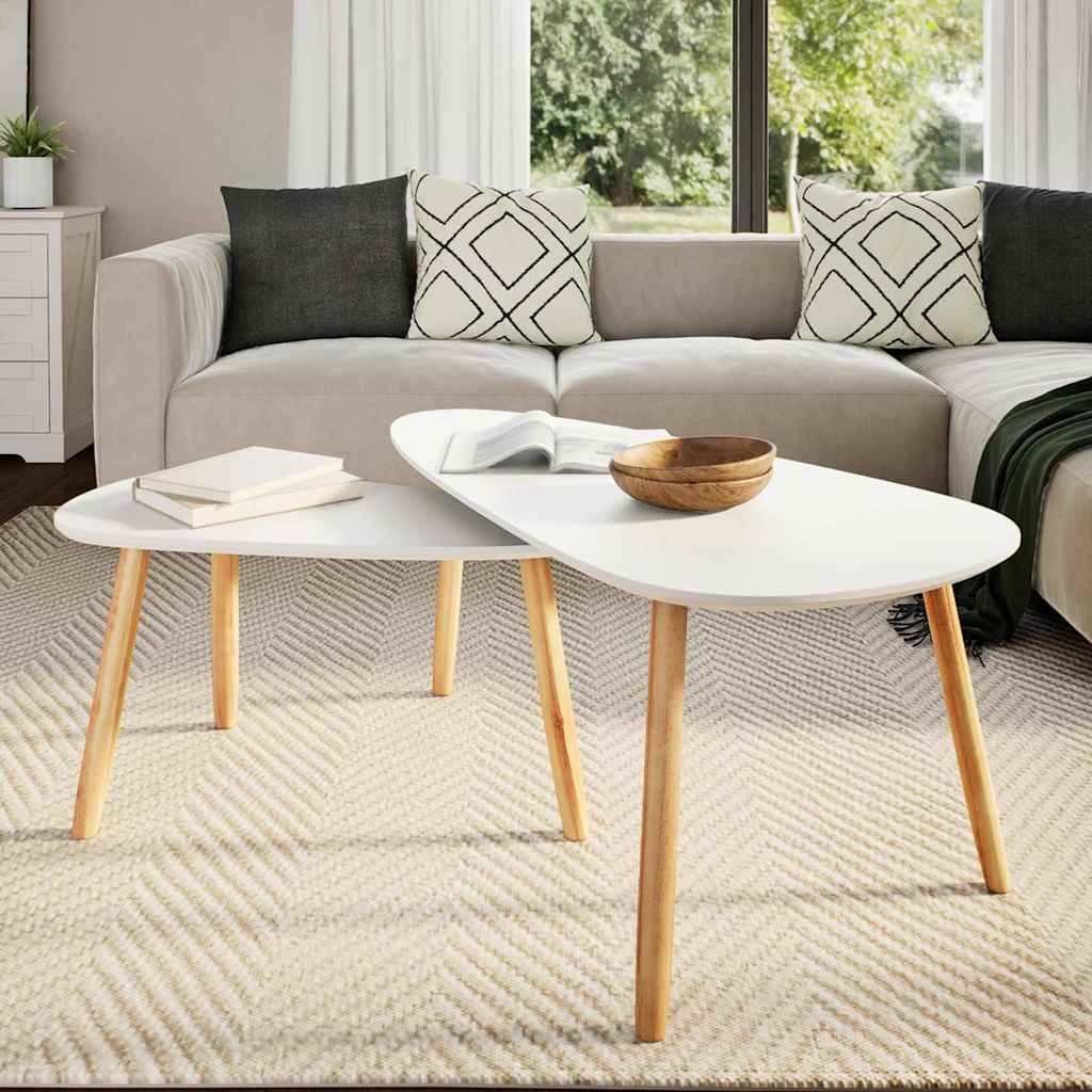Vidaxl 2-delige salontafelset massief grenenhout wit