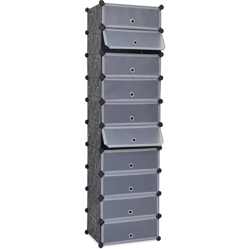 VidaXL shoe cabinet with 10 collapsing compartments black