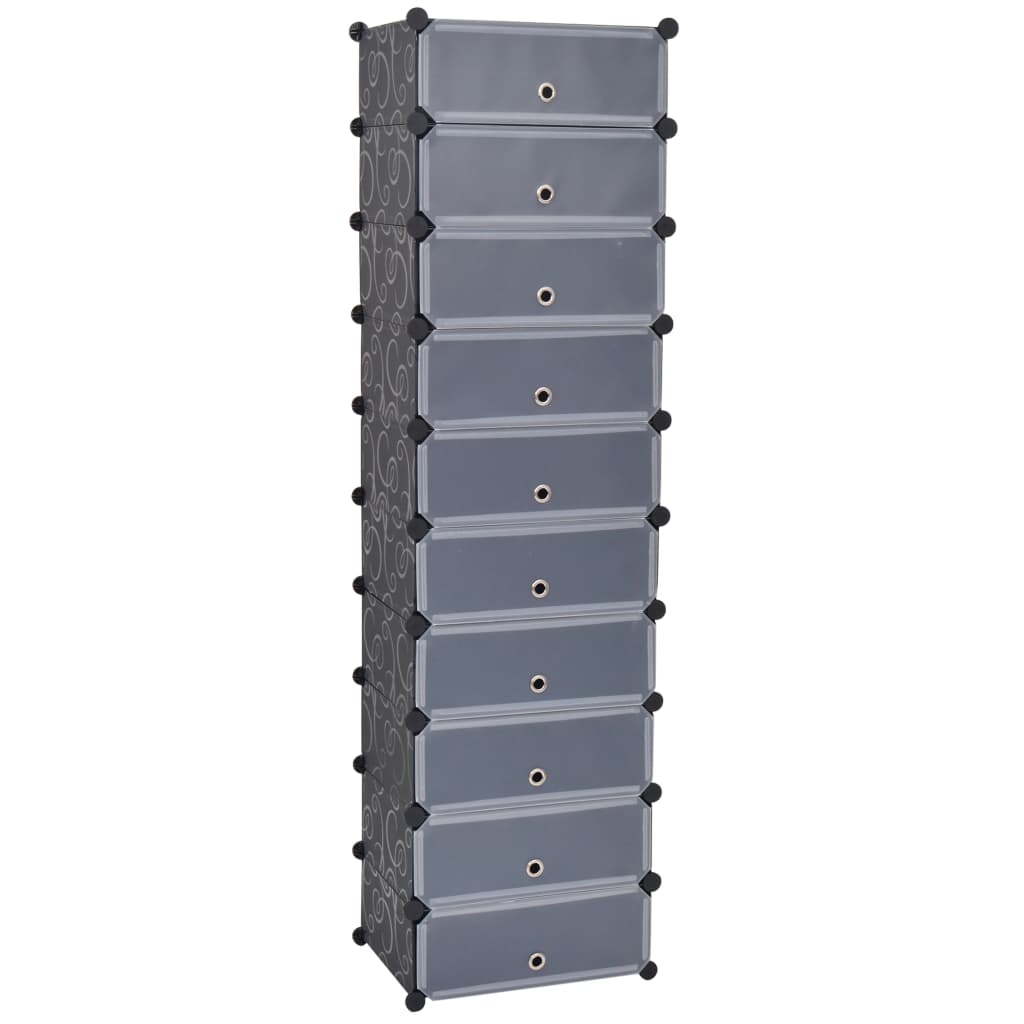 VidaXL shoe cabinet with 10 collapsing compartments black