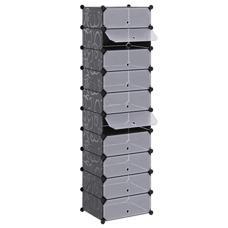 Armoire à chaussures vidaxl avec 10 compartiments effondrés noirs