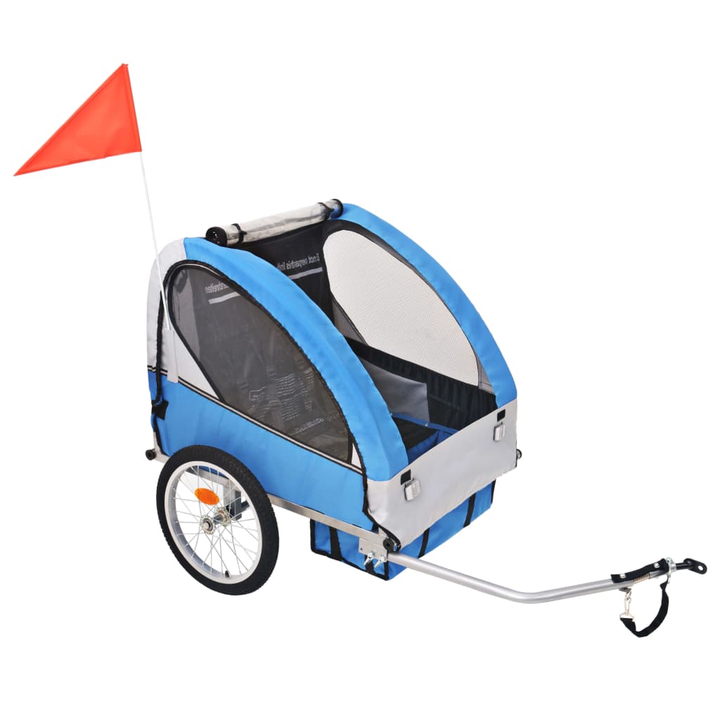 Vidaxl Bicycle Trailer 30 kg gris et bleu